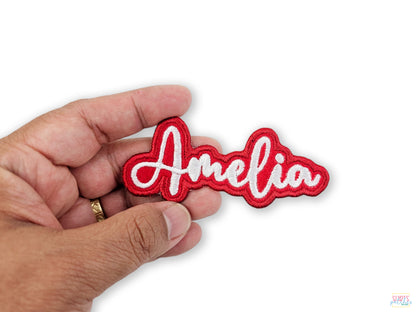 Custom Personalized Embroidered Amelia Name Patch - Sew or Iron-On. Add Your Name, Title, or Message. Perfect for Uniforms, Jackets & Gifts