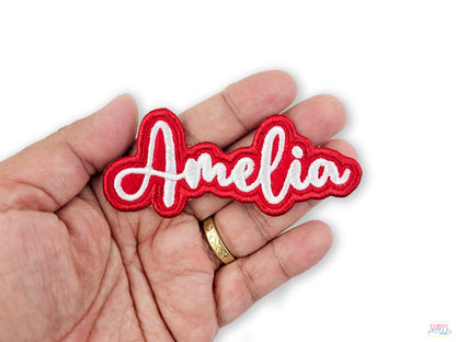 Custom Personalized Embroidered Amelia Name Patch - Sew or Iron-On. Add Your Name, Title, or Message. Perfect for Uniforms, Jackets & Gifts