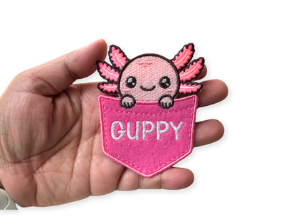 Personalized Axolotl Pocket Patch – Custom Name Embroidered Patch