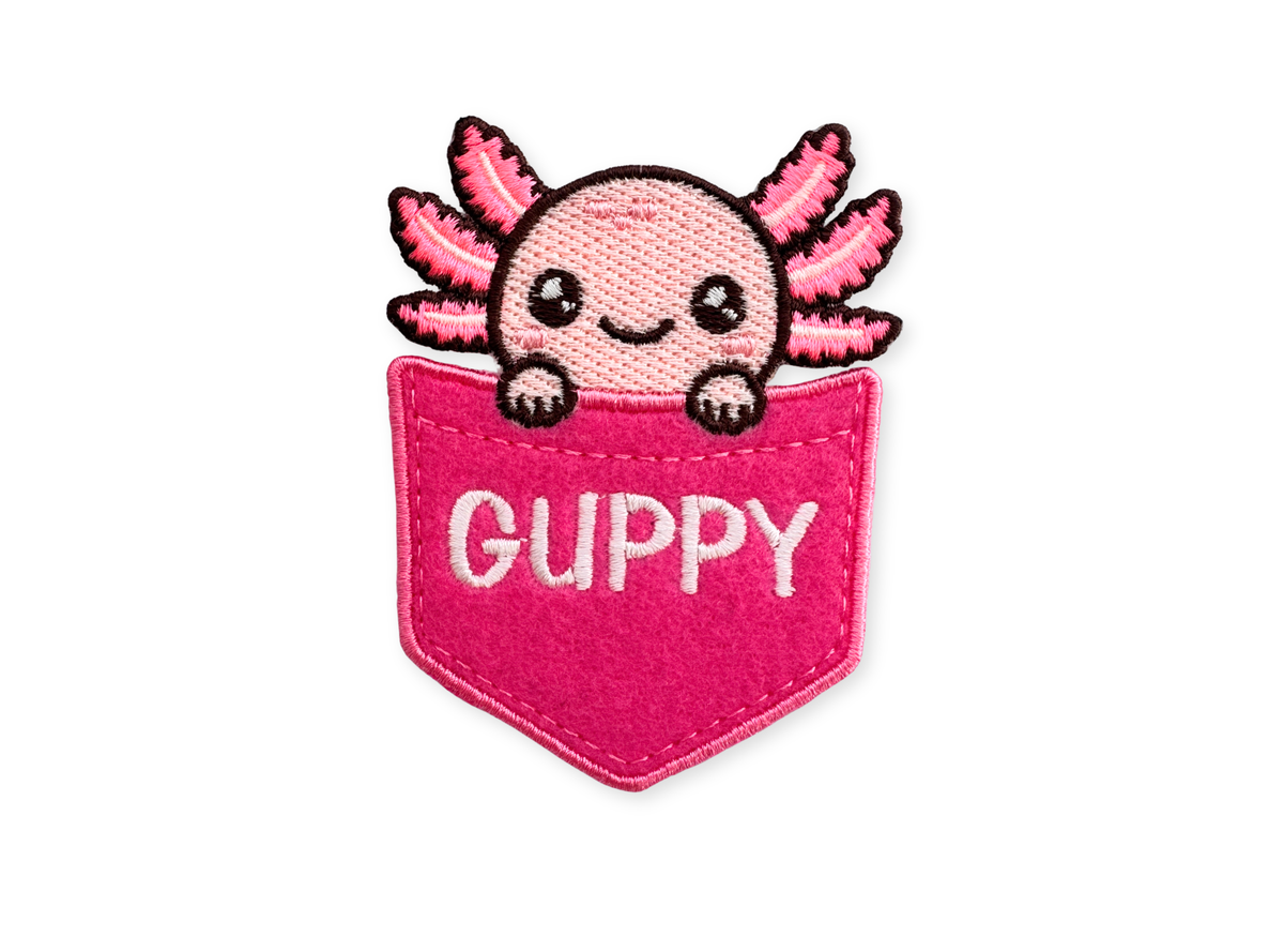 Personalized Axolotl Pocket Patch – Custom Name Embroidered Patch