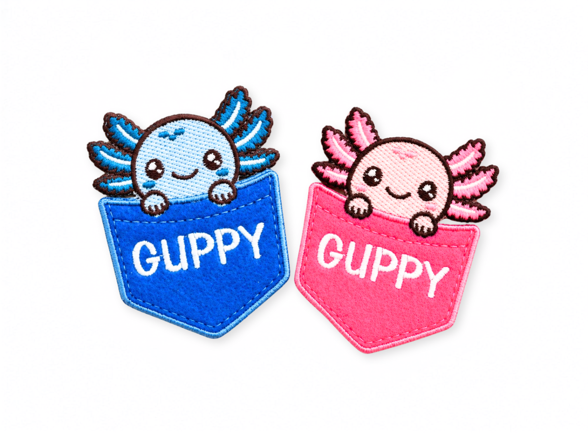 Personalized Axolotl Pocket Patch – Custom Name Embroidered Patch