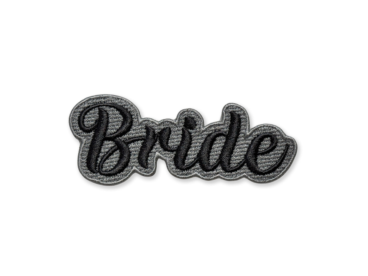 Personalized Bride embroidered patch for wedding jackets, bachelorette party gifts, and bridal accessories.