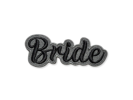 Personalized Bride embroidered patch for wedding jackets, bachelorette party gifts, and bridal accessories.
