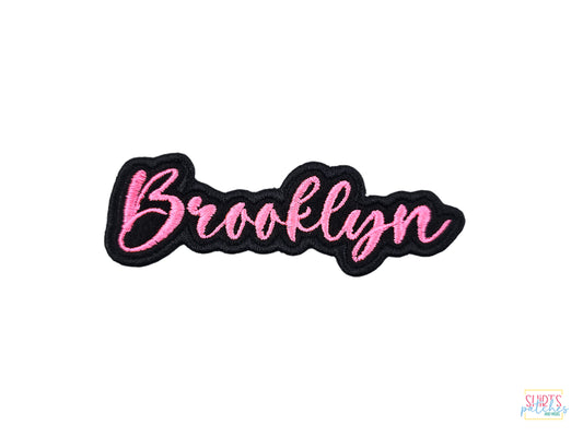 Brooklyn Embroidered Name Patch – Customizable Name Tag for Clothing & Accessories – Personalize with Font, Color, and Backing Options