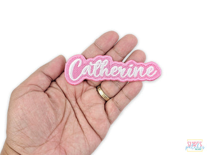 Custom 'Catherine' Name Embroidered Patch – Personalized Iron-On, Sew-On, Velcro Name Tag for Jackets, Backpacks, Uniforms, Hats and More