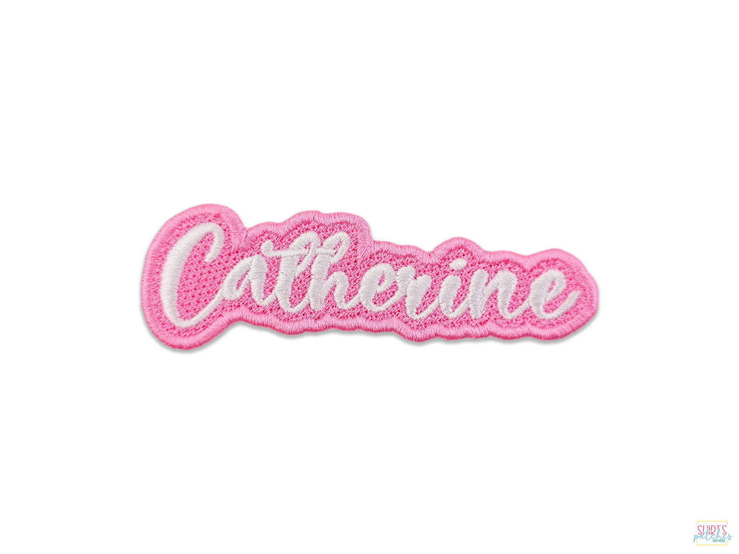 Custom 'Catherine' Name Embroidered Patch – Personalized Iron-On, Sew-On, Velcro Name Tag for Jackets, Backpacks, Uniforms, Hats and More