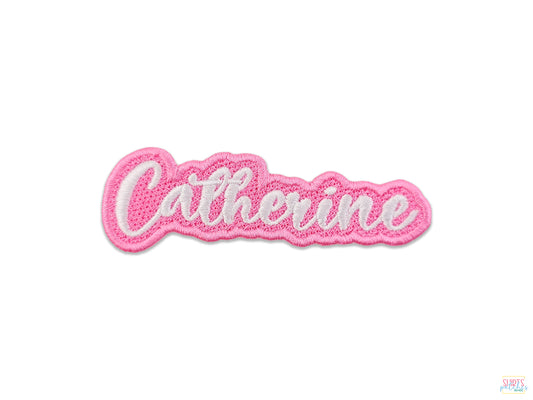 Custom 'Catherine' Name Embroidered Patch – Personalized Iron-On, Sew-On, Velcro Name Tag for Jackets, Backpacks, Uniforms, Hats and More