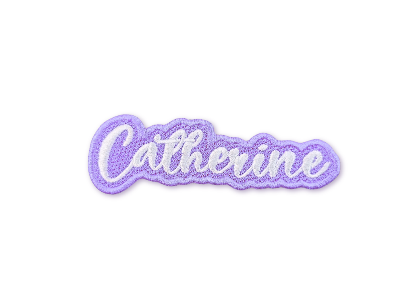 Embroidered patch with 'Catherine' embroidered patch on a white background