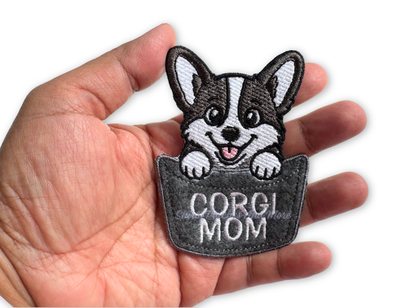 Corgi Mom or Dad Pocket Patch – Embroidered Dog Lover Patch