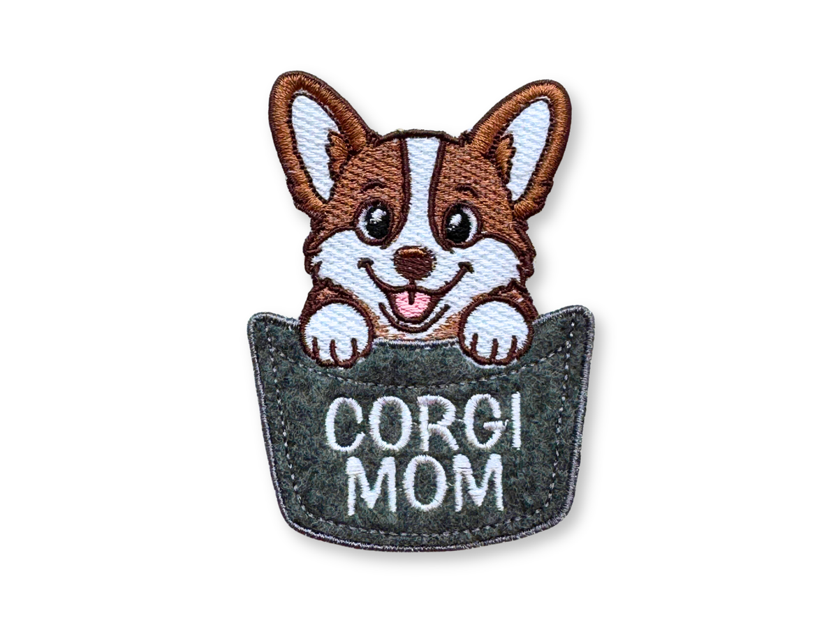 Corgi Mom or Dad Pocket Patch – Embroidered Dog Lover Patch
