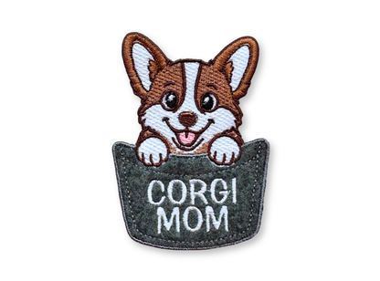Corgi Mom or Dad Pocket Patch – Embroidered Dog Lover Patch