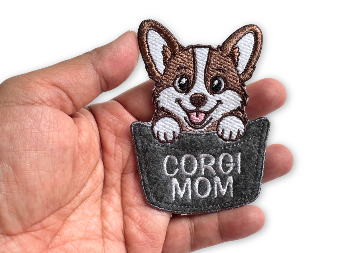 Corgi Mom or Dad Pocket Patch – Embroidered Dog Lover Patch