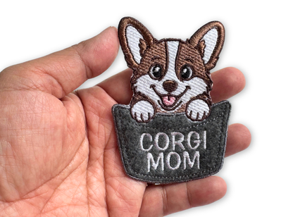 Corgi Mom or Dad Pocket Patch – Embroidered Dog Lover Patch