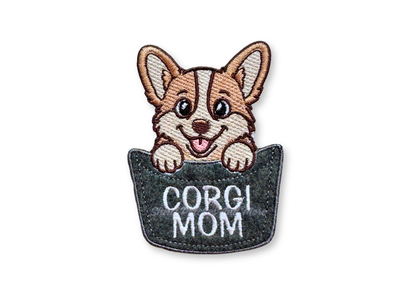 Corgi Mom or Dad Pocket Patch – Embroidered Dog Lover Patch