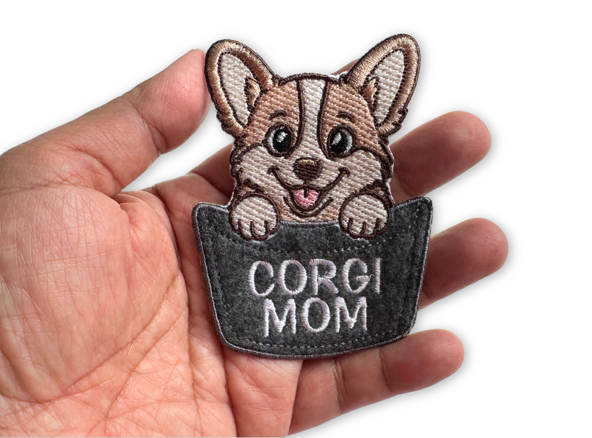 Corgi Mom or Dad Pocket Patch – Embroidered Dog Lover Patch