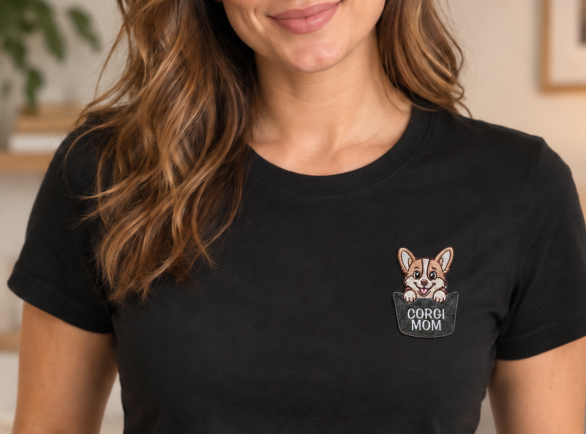Corgi Mom or Dad Pocket Patch – Embroidered Dog Lover Patch
