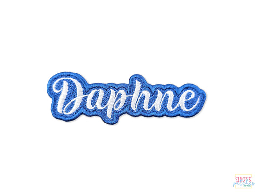 Daphne Custom Embroidered Patch – Personalized Name Tag for Clothing & Accessories – Choose Your Text, Font, and Backing