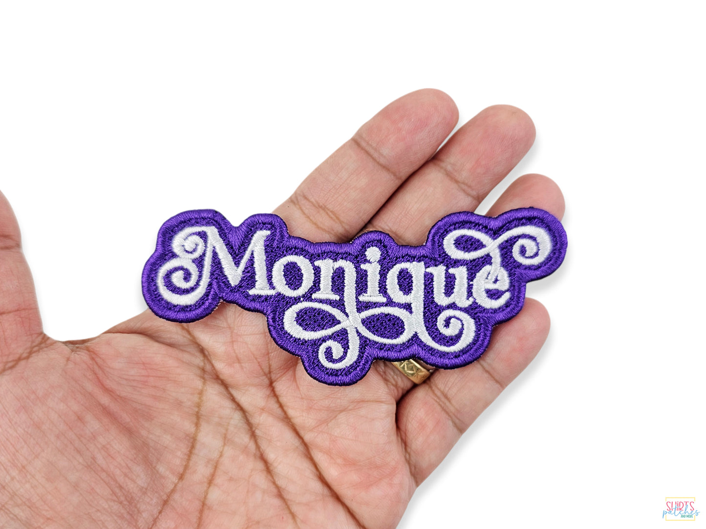 Personalized Embroidered "Monique" Name Patch. Perfect For Jackets, Bags, Hats And More. Iron-On, Stick-On, Sew-On, Hook and Loop Patch.