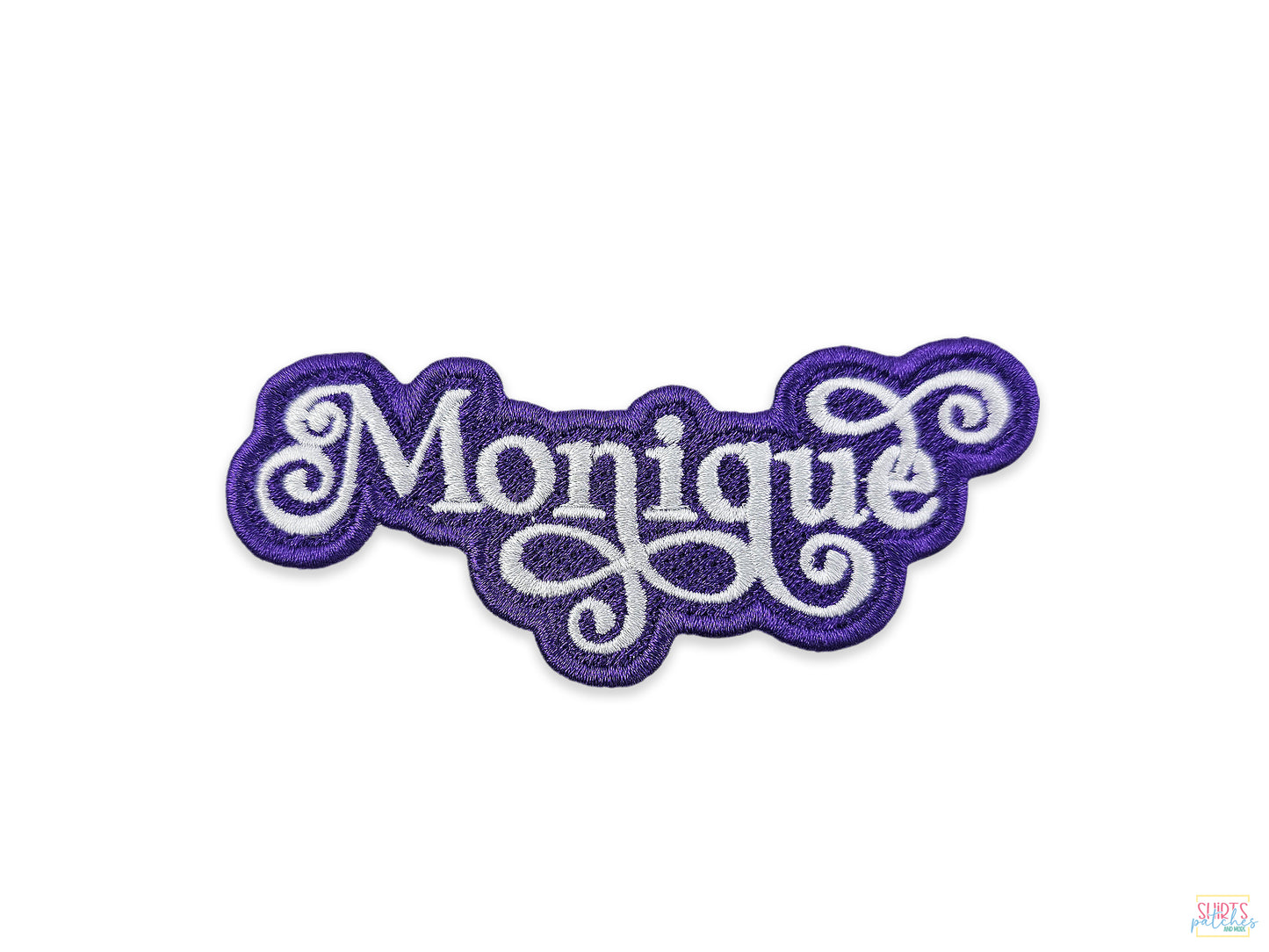 Personalized Embroidered "Monique" Name Patch. Perfect For Jackets, Bags, Hats And More. Iron-On, Stick-On, Sew-On, Hook and Loop Patch.