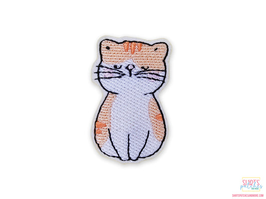 Kawaii orange cat iron-on patch - cute ginger tabby embroidery for backpacks and jackets
