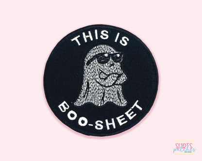 Halloween Embroidered Patch. This Is Boo-Sheet Patch. Cool Ghost Patch. Funny Ghost Patch.