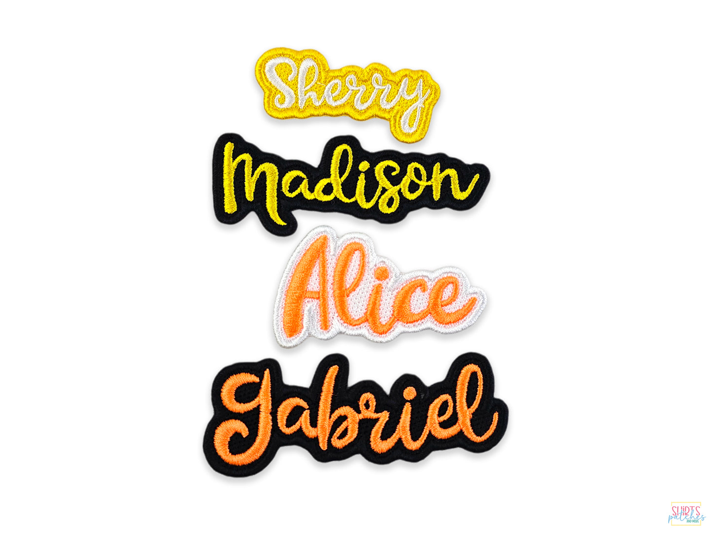 Yellow ‘Sherry’ Custom Embroidered Personalized Name Patch – Ideal for Jackets, Backpacks, Uniforms, Hats, Gifts, and DIY Crafting Projects