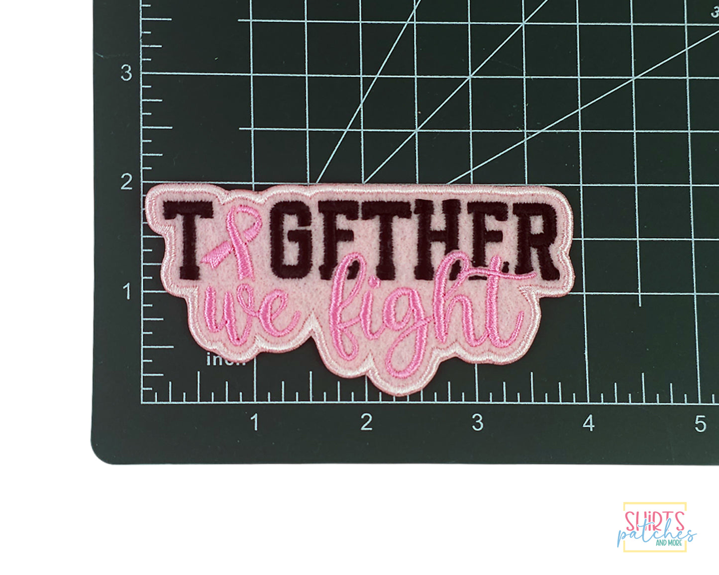 Embroidered breast cancer awareness patch - Together We Fight | Supportive unity patch for breast cancer fighters