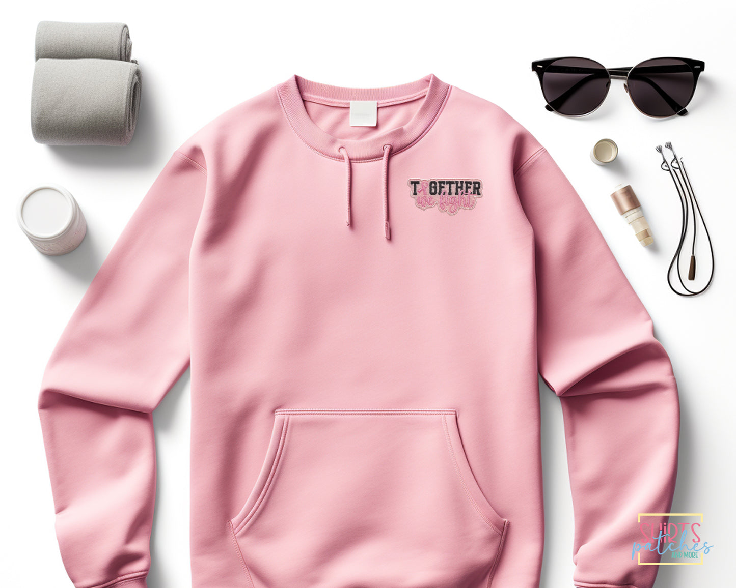 Together We Fight Pink Embroidered Patch - Breast Cancer Awareness Patch