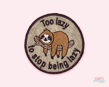 Funny Lazy Sloth Patch - Embroidered Iron On Or Hook And Loop Backing Patch