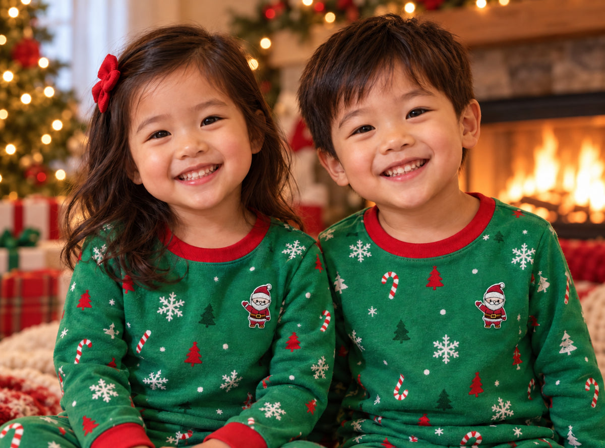 Waving Santa embroidered patch on holiday pajamas