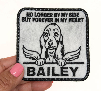 Custom Embroidered Iron-On Basset Hound Memorial Patch