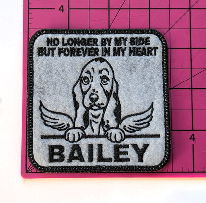 Custom Embroidered Iron-On Basset Hound Memorial Patch