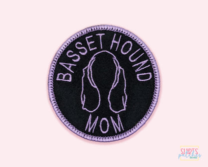 Basset Hound Mom Patch - Custom Iron On Or Hook And Loop Backing