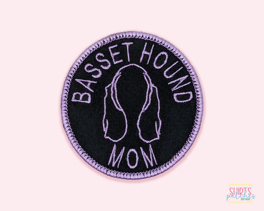 Basset Hound Mom Patch - Custom Iron On Or Hook And Loop Backing