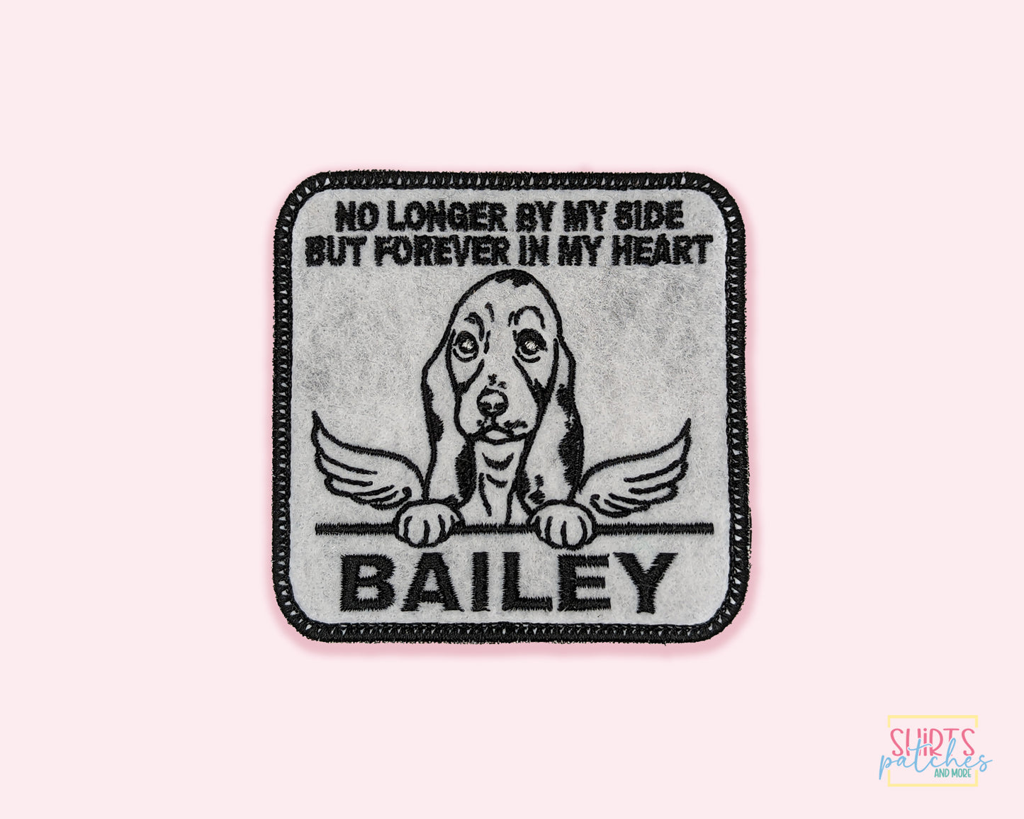 Custom Embroidered Iron-On Basset Hound Memorial Patch