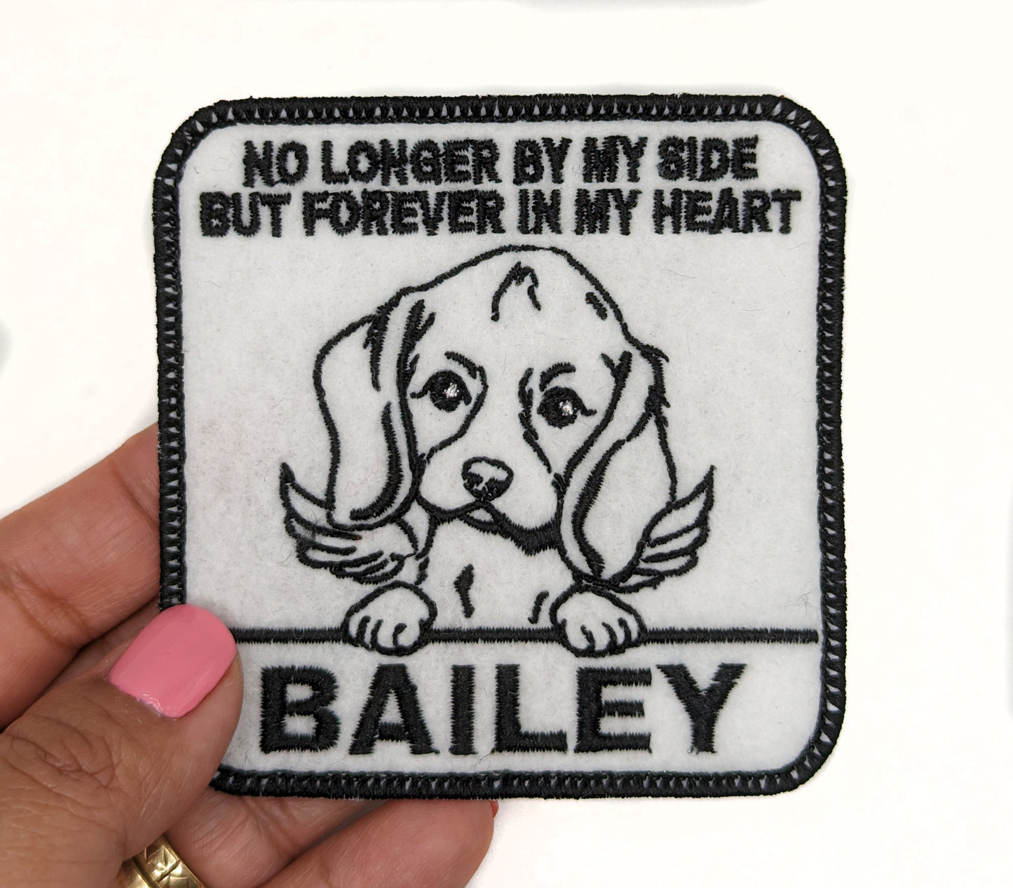 Custom Embroidered Iron-On Beagle Memorial Patch