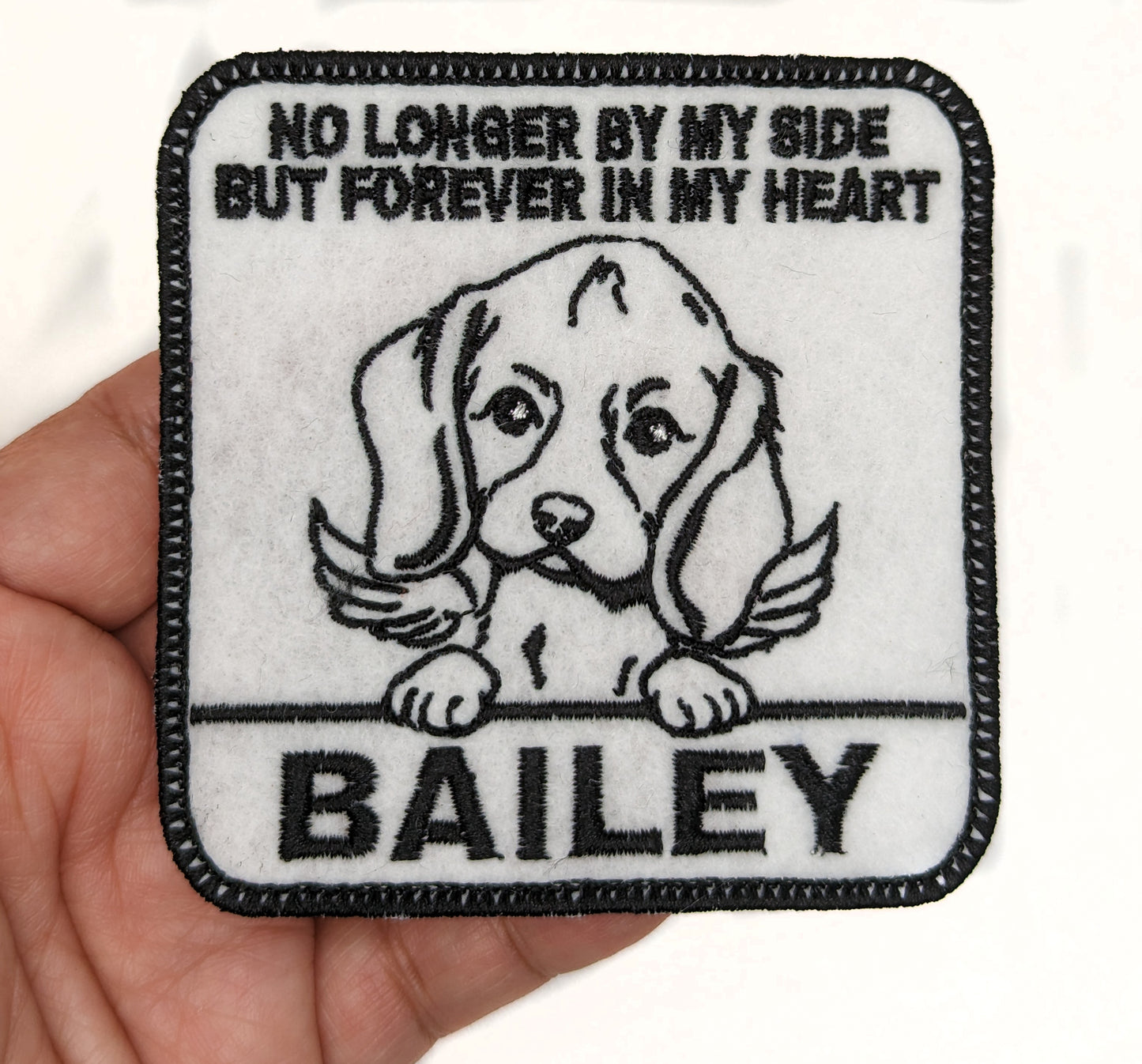 Custom Embroidered Iron-On Beagle Memorial Patch