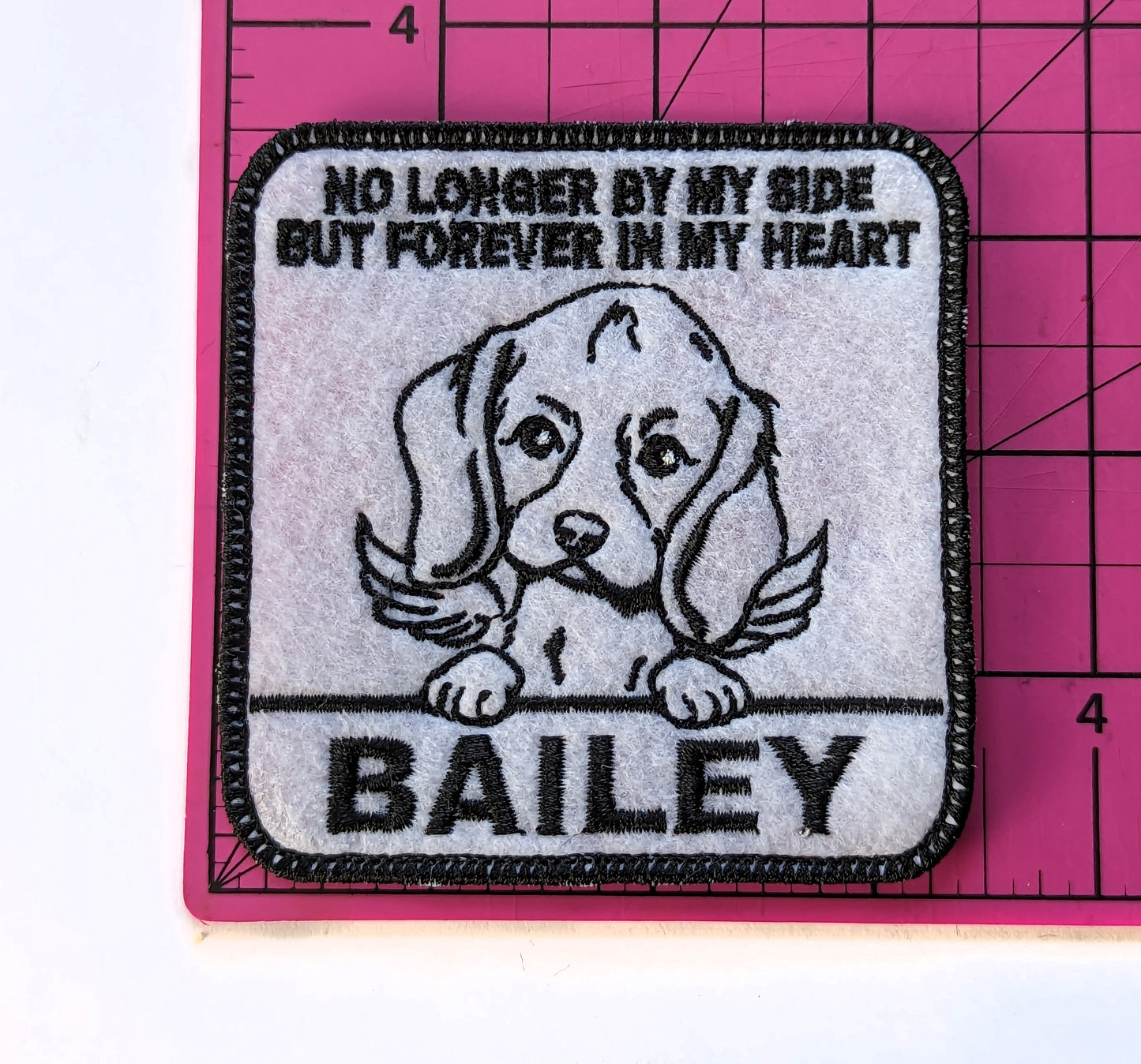 Custom Embroidered Iron-On Beagle Memorial Patch