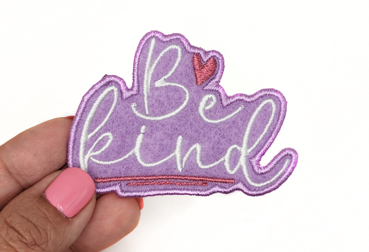 Custom Embroidered "Be Kind" Iron-On Or Hook And Loop Patch