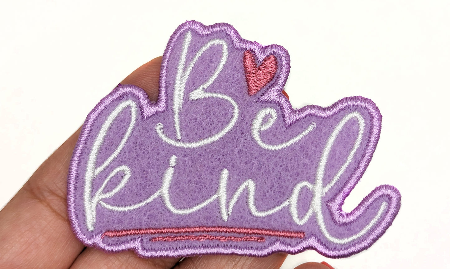 Custom Embroidered "Be Kind" Iron-On Or Hook And Loop Patch