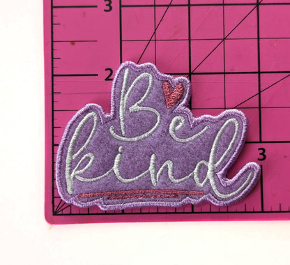 Custom Embroidered "Be Kind" Iron-On Or Hook And Loop Patch