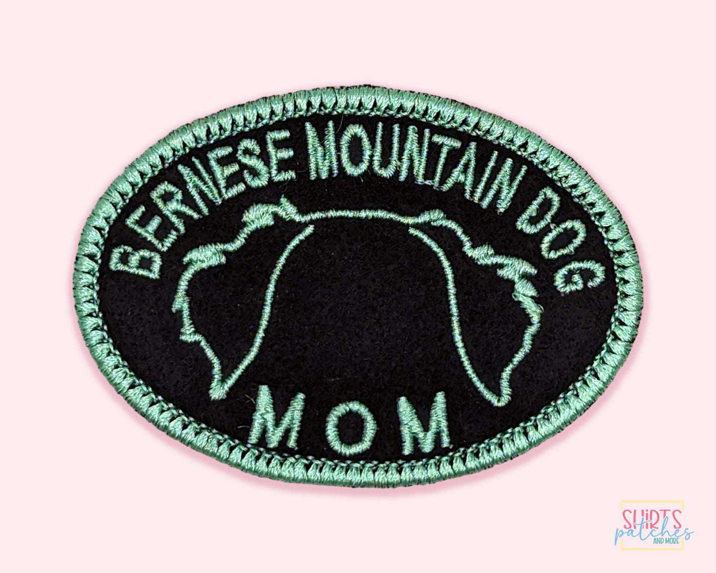 Bernese Mountain Dog Mom Patch - Custom Iron On Or Hook And Loop Backing