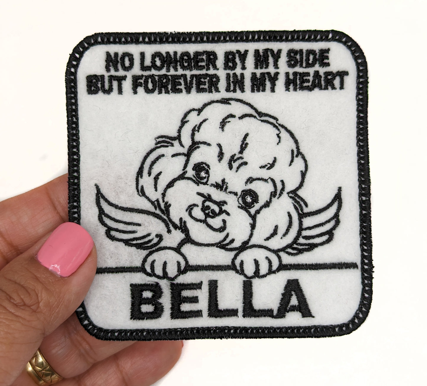 Custom Embroidered Iron-On Bichon Frise Memorial Patch