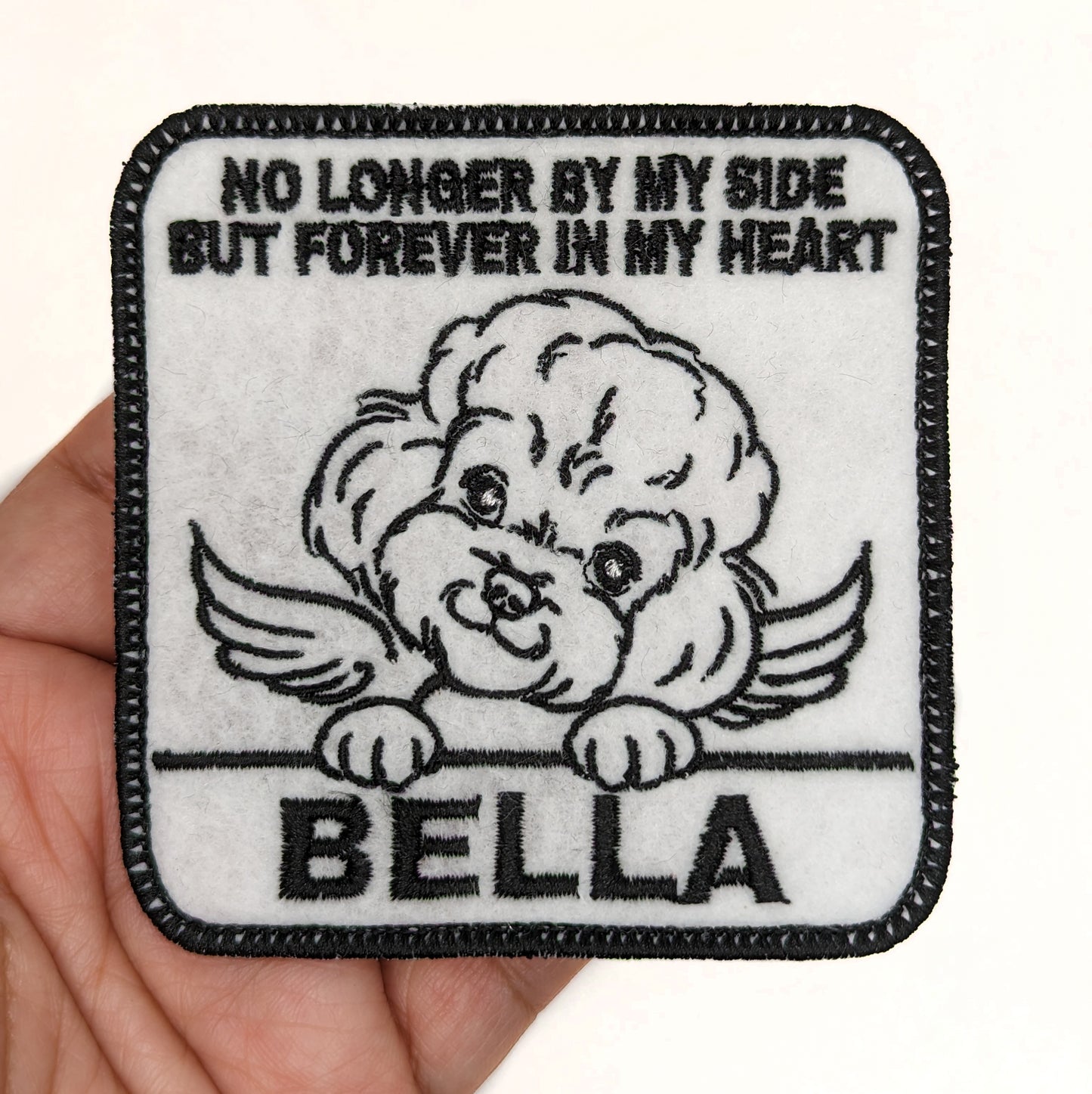 Custom Embroidered Iron-On Bichon Frise Memorial Patch