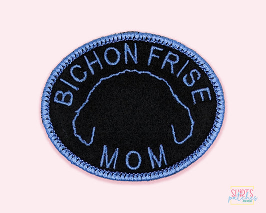 Bichon Frise Mom Patch - Custom Iron On Or Hook And Loop Backing