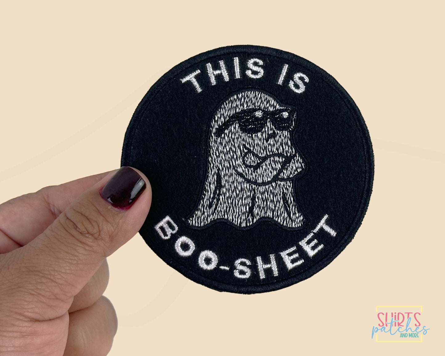 Halloween Embroidered Patch. This Is Boo-Sheet Patch. Cool Ghost Patch. Funny Ghost Patch.