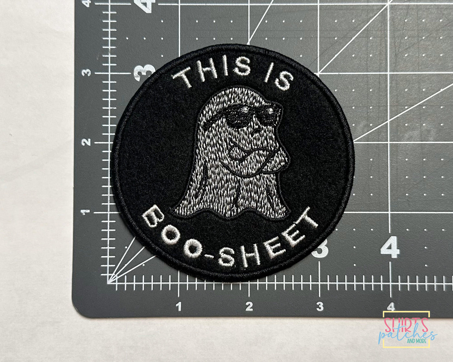 Halloween Embroidered Patch. This Is Boo-Sheet Patch. Cool Ghost Patch. Funny Ghost Patch.