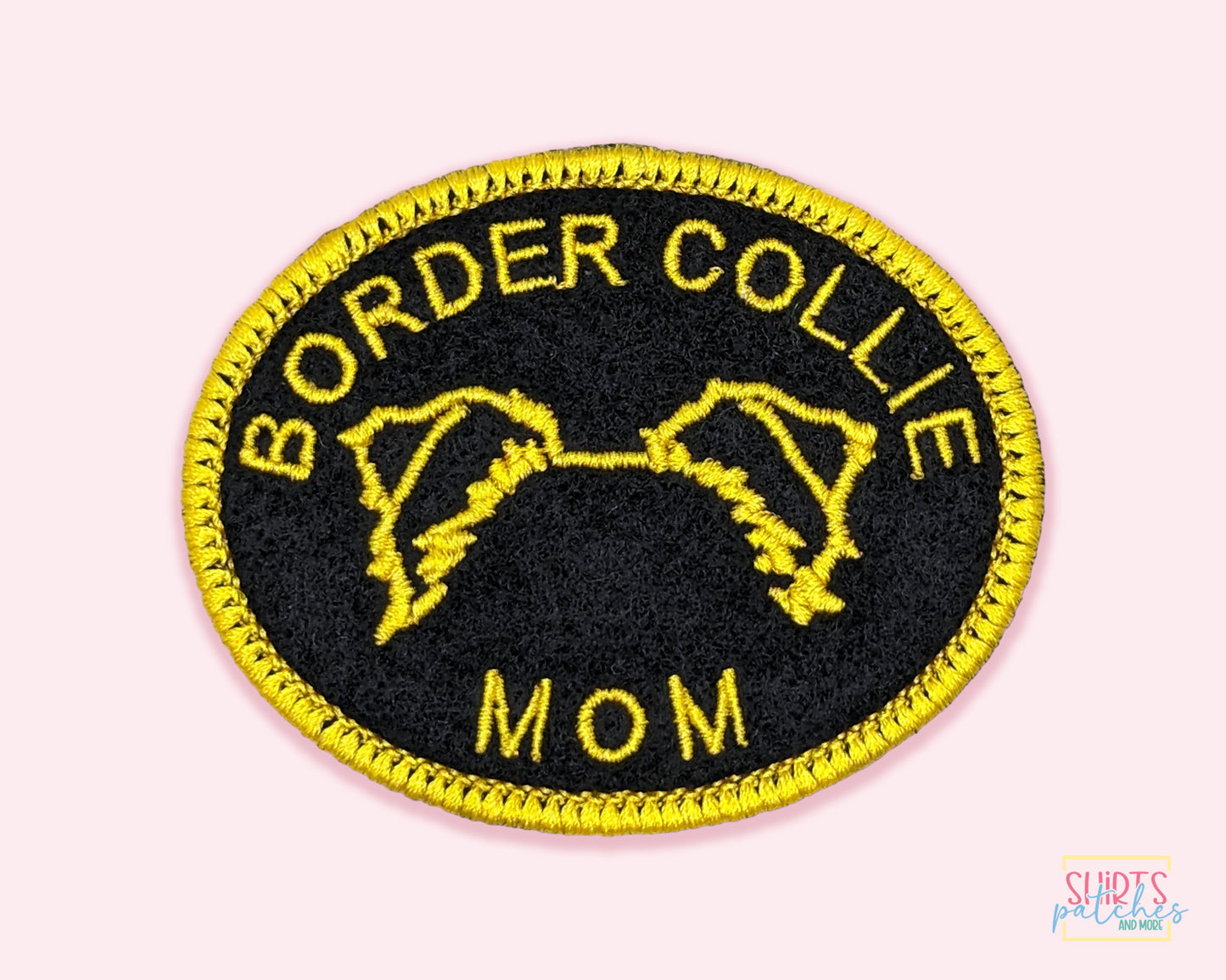 Border Collie Mom Patch - Custom Iron On Or Hook And Loop Backing