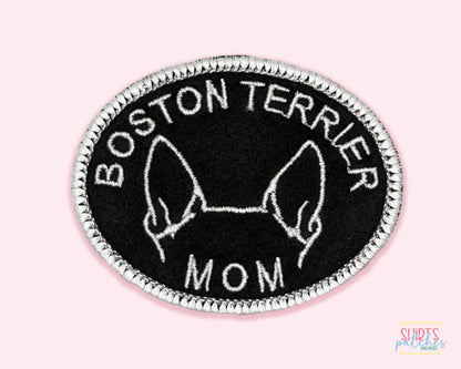 Boston Terrier Mom Patch - Custom Iron On Or Hook And Loop Backing