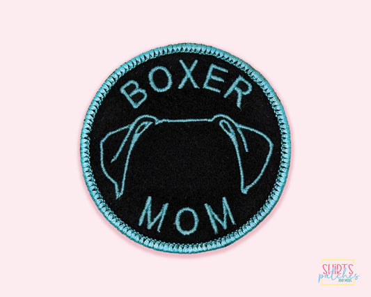 Boxer Mom Patch - Custom Iron On Or Hook And Loop Backing